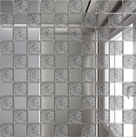 С50Х50 Зеркальная мозаика серебро (50%)+ хрусталь(50%) с чипом 25х25