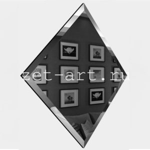 ГК295-Зеркальная потолочная плитка графит квадрат 295х295мм фацет 10мм