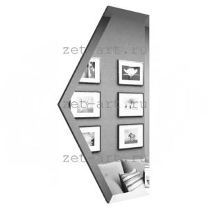 ПСУ125х216-Зеркальная плитка Полусота серебро угол 125х216мм фацет 10мм